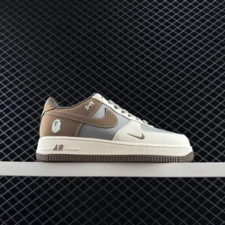 Nike x A Bathing Ape Air Force 1 Low बीज ब्राउन ग्रे लाइफस्टाइल स्नीकर