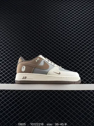 Nike x A Bathing Ape Air Force 1 Low Beige Brown Gray Lifestyle Sneakers 2