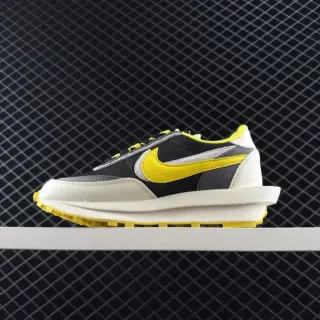 Nike x sacai LDWaffle Black Yellow विघटित परतदार जीवन शैली जूते