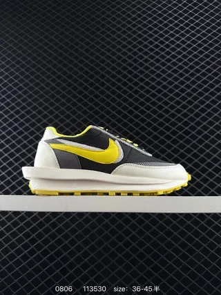 Nike x sacai LDWaffle Black Yellow Deconstructed Layered Lifestyle Sneakers 2