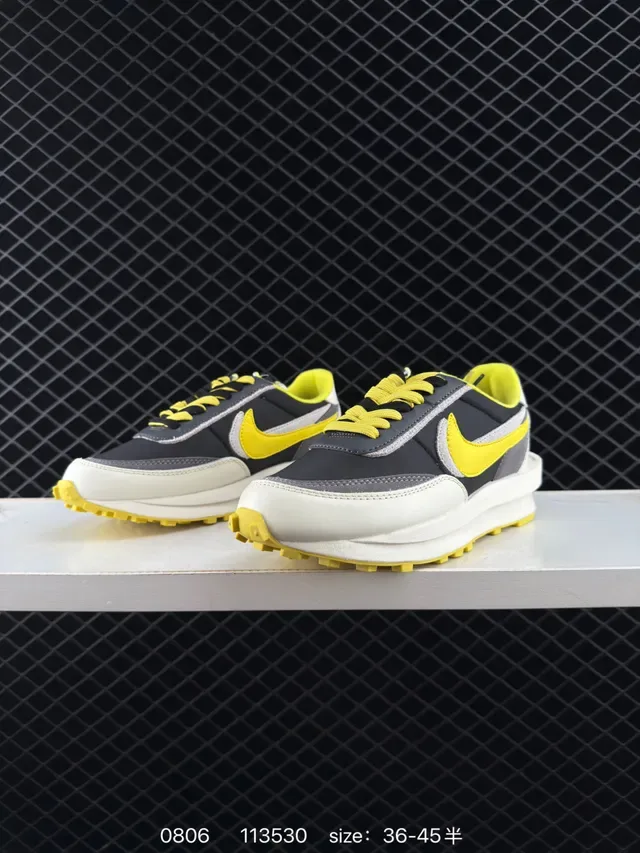 Nike x sacai LDWaffle Black Yellow Deconstructed Layered Lifestyle Sneakers 3