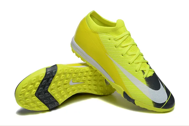 Nike Chaussures de football jaune noir knit upper col bas turf 6