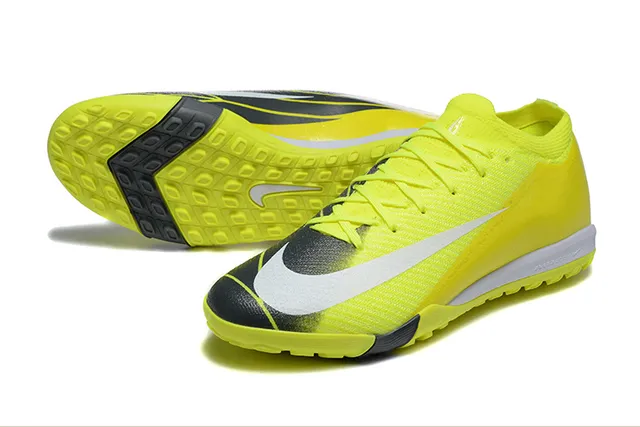 Nike Chaussures de football jaune noir knit upper col bas turf 7