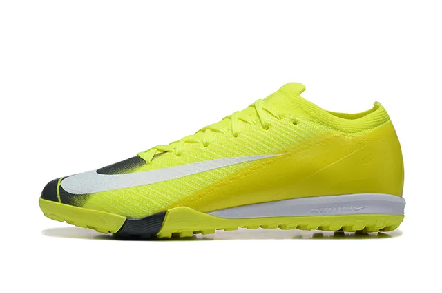 Nike Chaussures de football jaune noir knit upper col bas turf 10