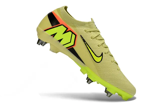 Nike Yellow Black Low-Cut Knit Upper Neon Outsole Firm-Ground Soccer Shoes 2