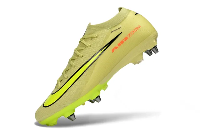 Nike Yellow Black Low-Cut Knit Upper Neon Outsole Firm-Ground Soccer Shoes 3