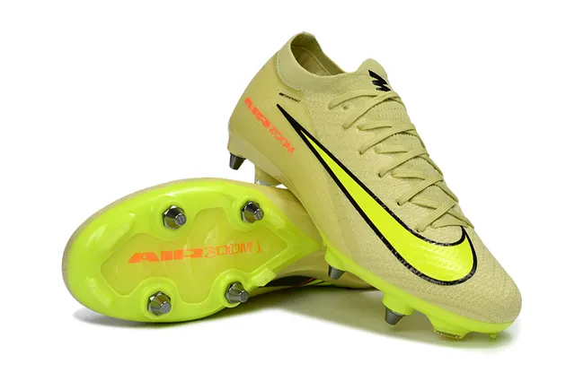 Nike Yellow Black Low-Cut Knit Upper Neon Outsole Firm-Ground Soccer Shoes 4