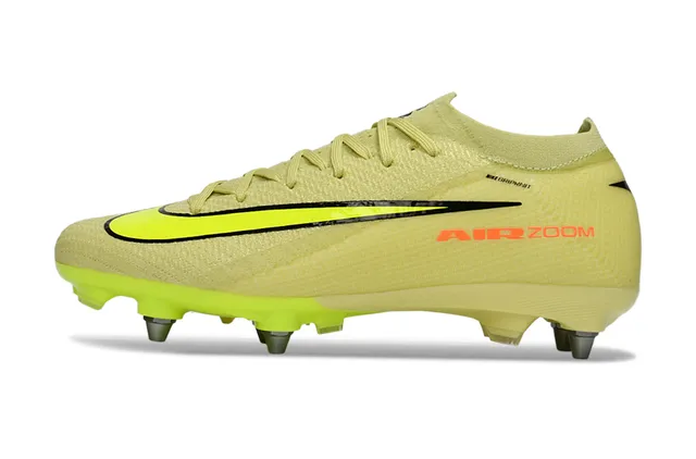 Nike Yellow Black Low-Cut Knit Upper Neon Outsole Firm-Ground Soccer Shoes 7