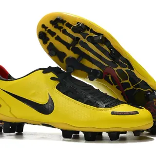 Nike Yellow Black Low-Cut Synthetic Upper Asymmetric Lace Cover Firm-Ground Soccer Shoes