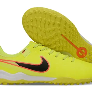 Nike Amarillo Negro Bajo Corte Sintético Superior Ribeteado Antepié Textura Césped Artificial Zapatos de Fútbol