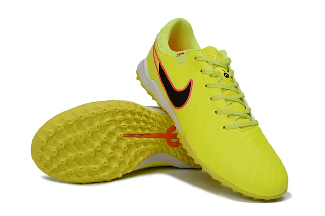 Nike Jaune Noir Bas Synthétique Supérieur Côtelé Avant-pied Texture Gazon Chaussures de Football 4