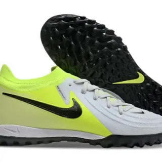 Nike Yellow Gray Knit Collar Synthetic Overlay Artificial-Grass Soccer Shoes
