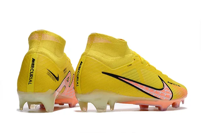 Nike Jaune Orange High-Cut Flyknit Upper Translucent Sole Firm-Ground Chaussures de football 7
