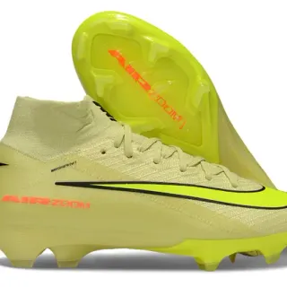 Nike Yellow Orange High-Cut Knit Collar Flyknit Upper Firm-Ground Soccer Shoes