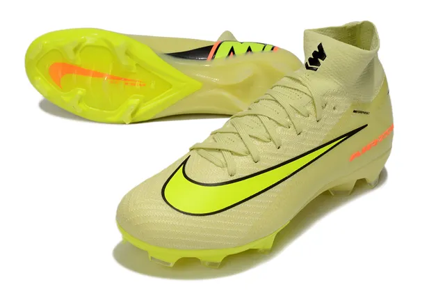 Nike Yellow Orange High-Cut Knit Collar Flyknit Upper Firm-Ground Soccer Shoes 3