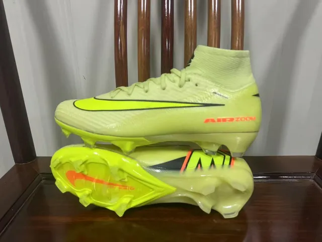 Nike Yellow Orange High-Cut Knit Collar Flyknit Upper Firm-Ground Soccer Shoes 7