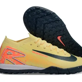 Nike Yellow Orange Knit Upper Outsole Turf Soccer Shoes