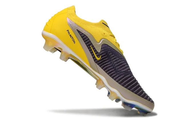 Nike हलুদ বেগুনি নিট উপর রিবড মিডফুট কেজ Firm-Ground সকার জুতো 2