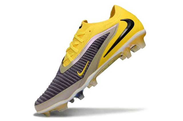 Nike हलুদ বেগুনি নিট উপর রিবড মিডফুট কেজ Firm-Ground সকার জুতো 3