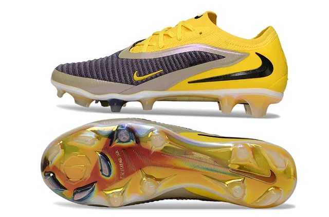 Nike हलুদ বেগুনি নিট উপর রিবড মিডফুট কেজ Firm-Ground সকার জুতো 6