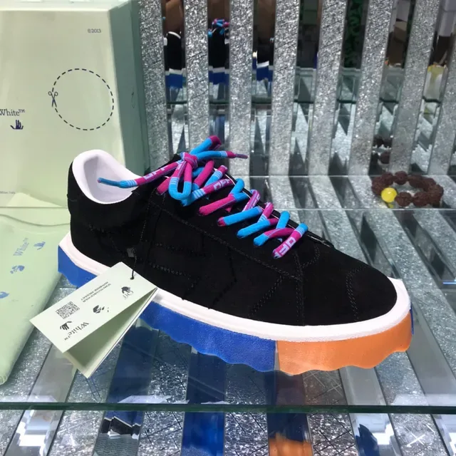 Off-White Black Suede Multi-Color Wavy Sole Lifestyle Sneakers 1