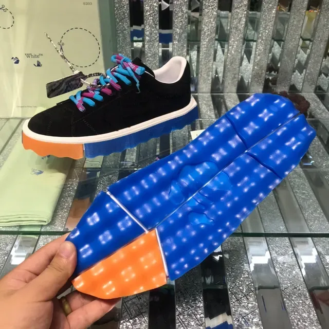 Off-White Black Suede Multi-Color Wavy Sole Lifestyle Sneakers 2