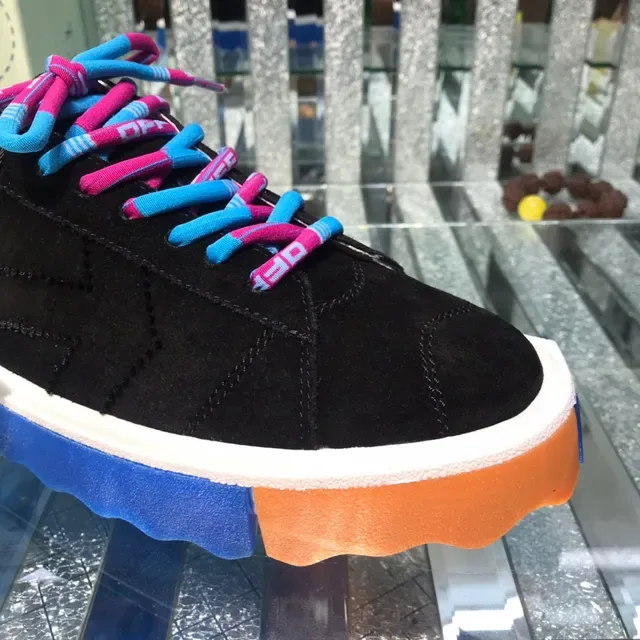 Off-White Black Suede Multi-Color Wavy Sole Lifestyle Sneakers 5