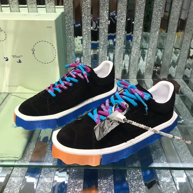 Off-White Black Suede Multi-Color Wavy Sole Lifestyle Sneakers 7