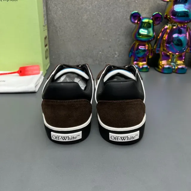 Off-White Marron Daim et Cuir Mix Sneakers Lifestyle Panélées 7