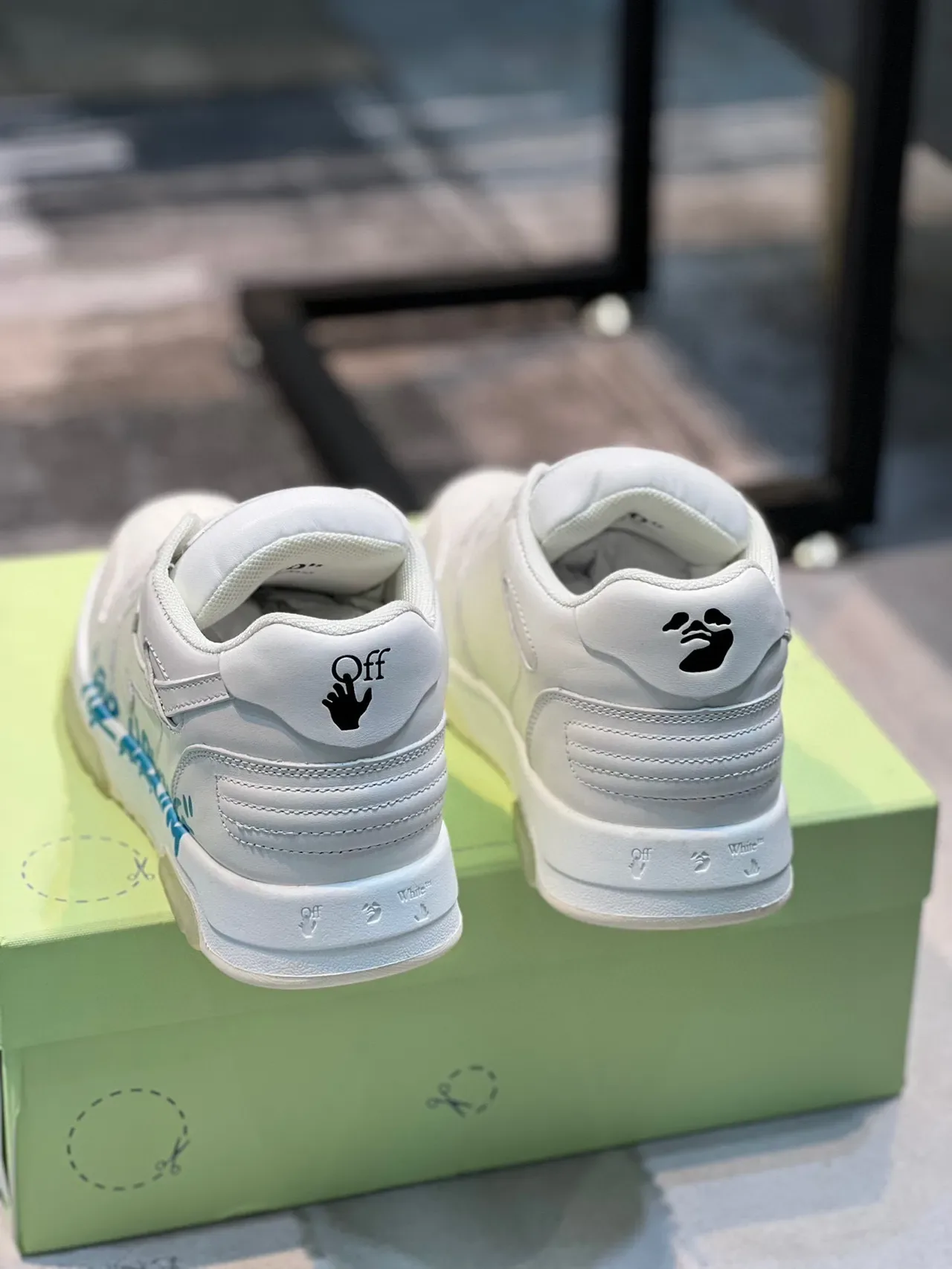 Off-White For Walking Blue Low-Top Leather-Paneled Lifestyle Sneakers 2