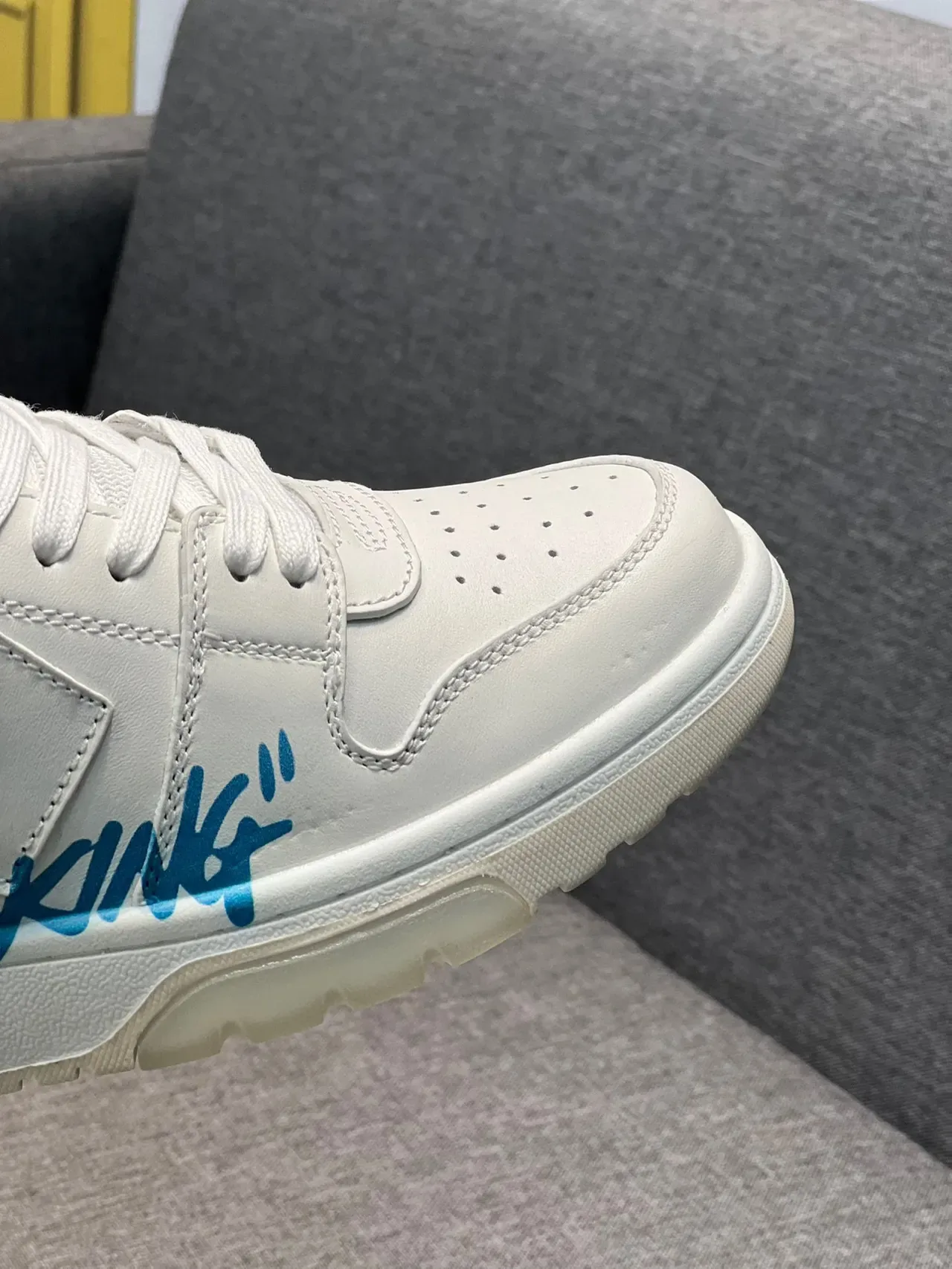 Off-White For Walking Blue Low-Top Leather-Paneled Lifestyle Sneakers 3