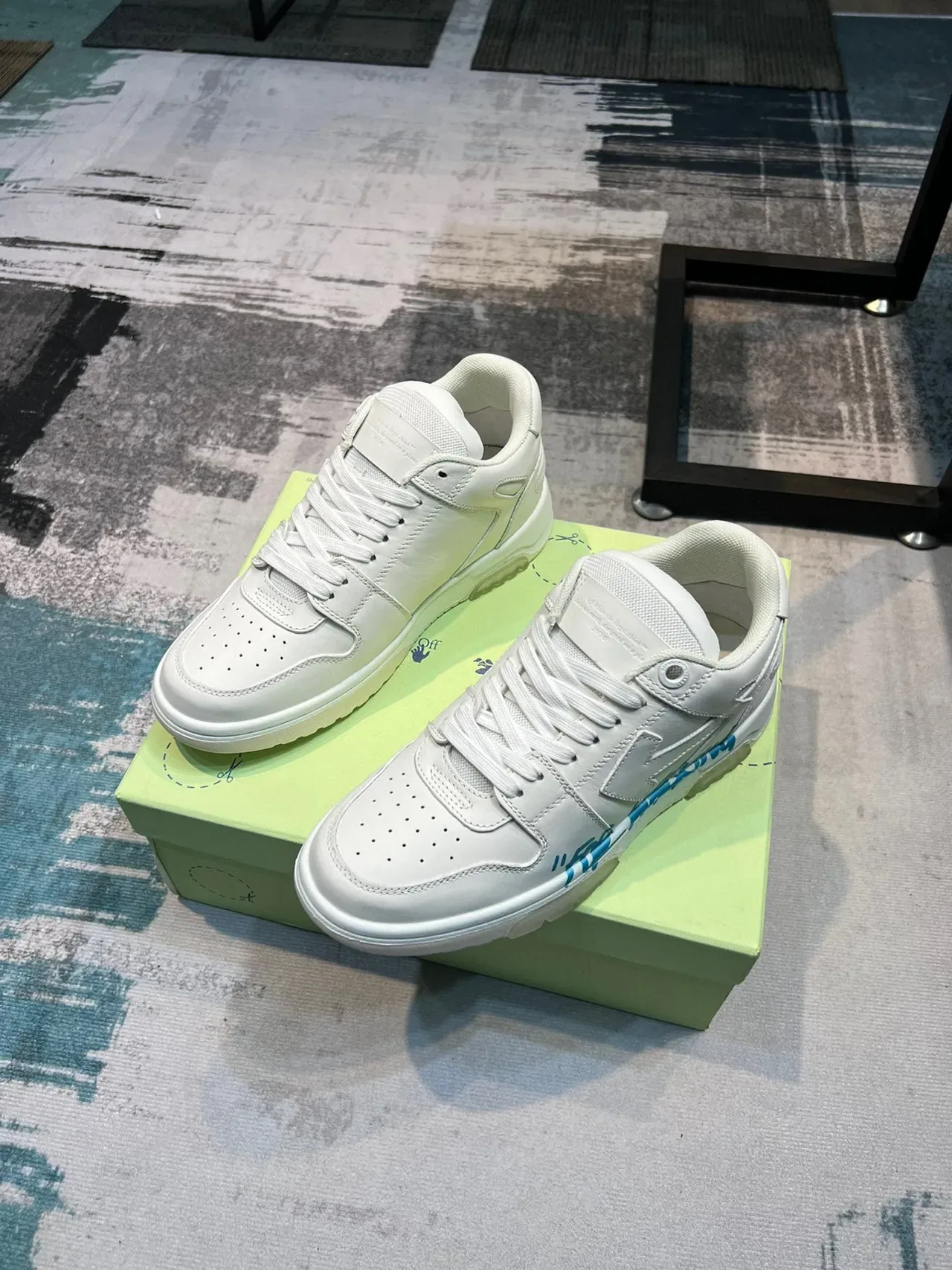 Off-White For Walking Blue Low-Top Leather-Paneled Lifestyle Sneakers 5