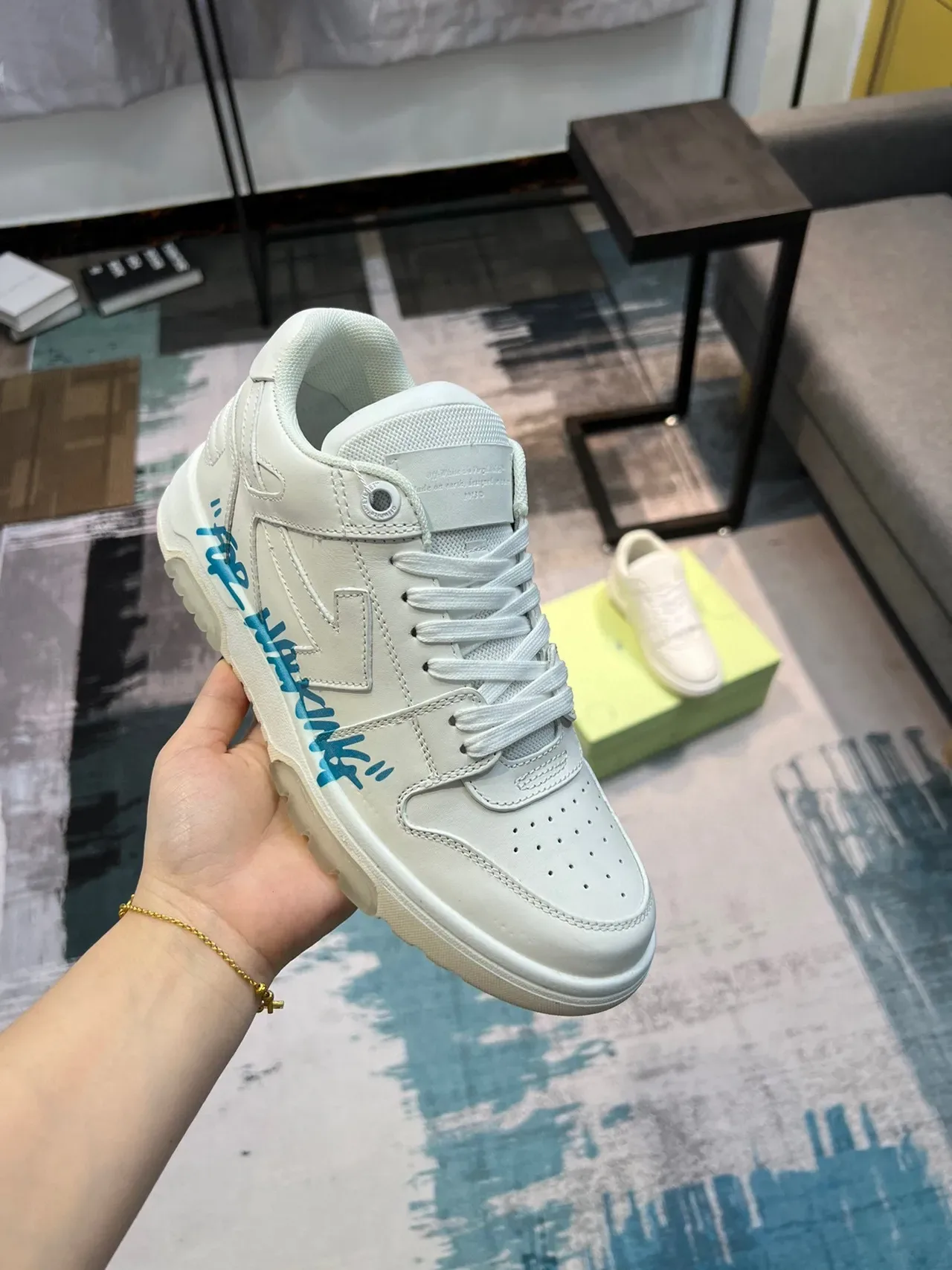 Off-White For Walking Blue Low-Top Leather-Paneled Lifestyle Sneakers 6