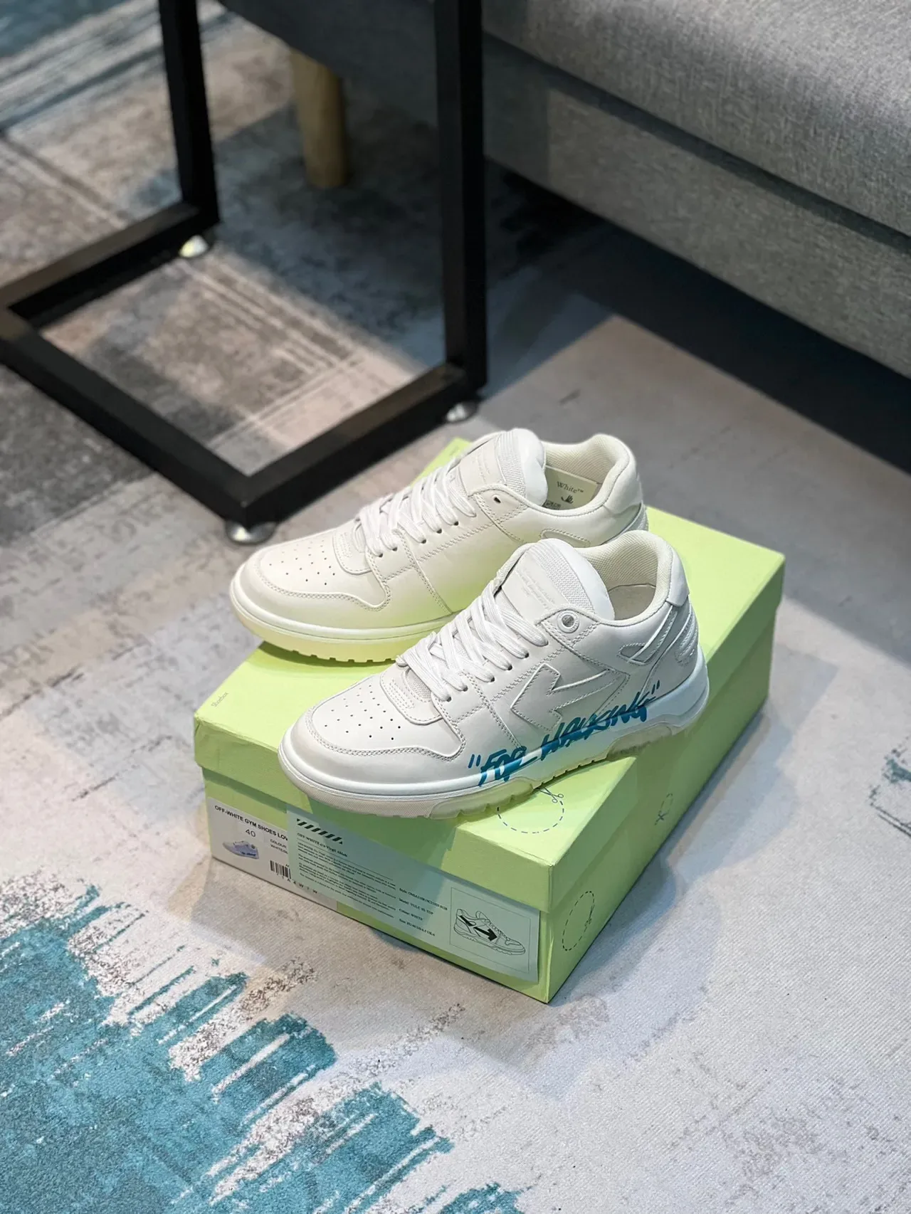 Off-White For Walking Blue Low-Top Leather-Paneled Lifestyle Sneakers 7