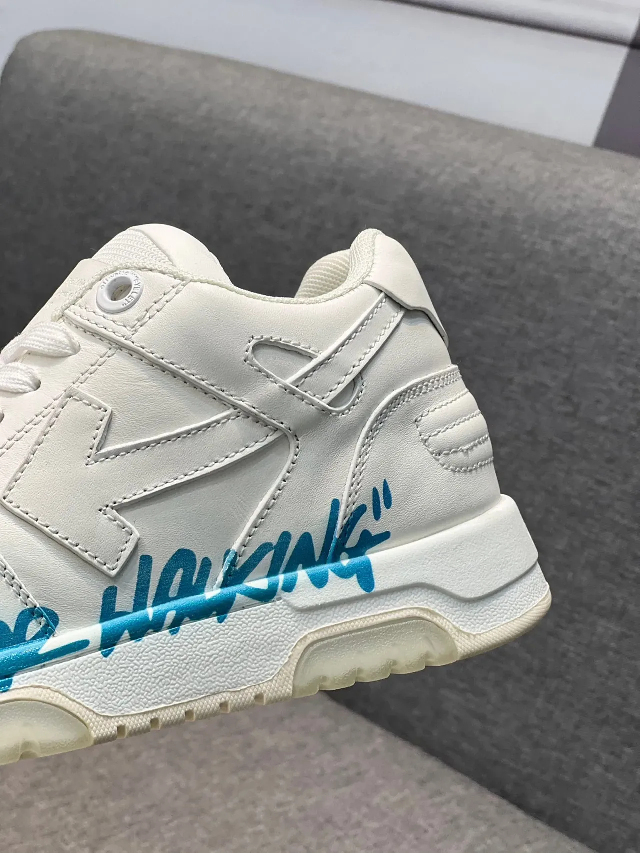 Off-White For Walking Blue Low-Top Leather-Paneled Lifestyle Sneakers 9