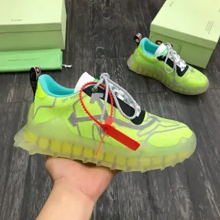 Off-White أخضر أزرق نيون لايم حذاء رياضي سميك شبكي شفاف قاعدة منحوتة