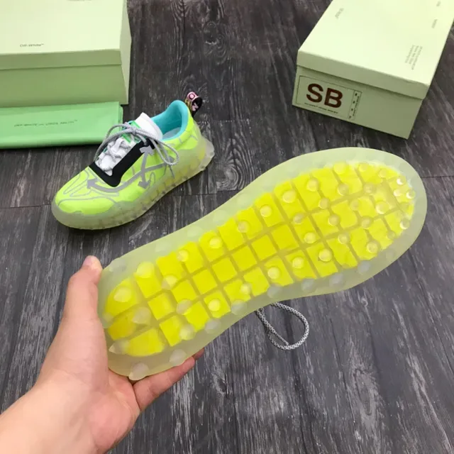 Off-White Tênis Chunky Verde Azul Neón Lime Malha Transparente Sola Esculpida 2