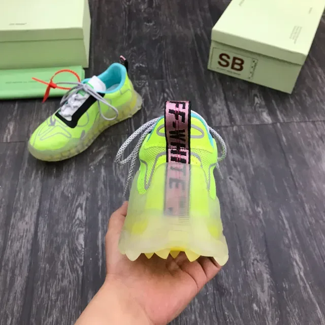 Off-White Tênis Chunky Verde Azul Neón Lime Malha Transparente Sola Esculpida 3
