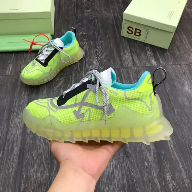 Off-White Tênis Chunky Verde Azul Neón Lime Malha Transparente Sola Esculpida 5