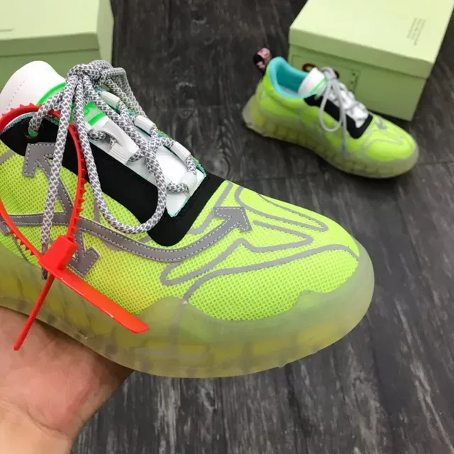 Off-White Tênis Chunky Verde Azul Neón Lime Malha Transparente Sola Esculpida 6
