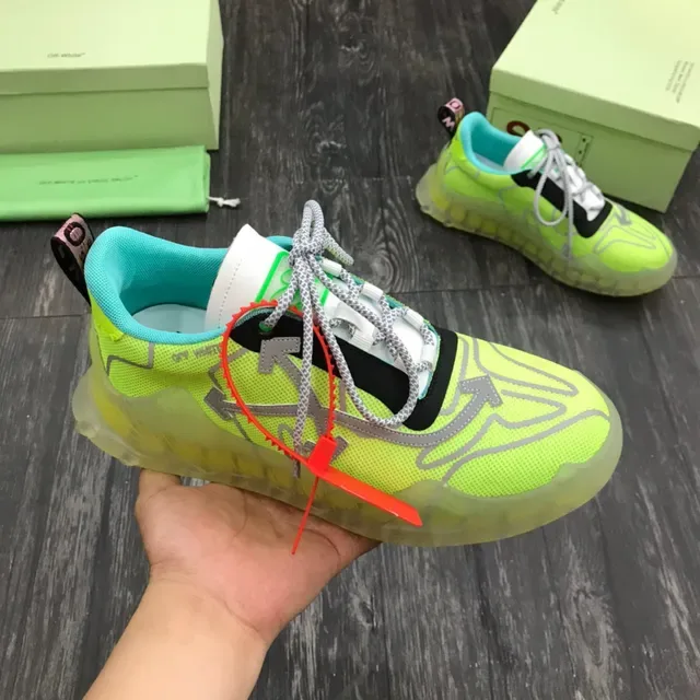 Off-White Tênis Chunky Verde Azul Neón Lime Malha Transparente Sola Esculpida 7