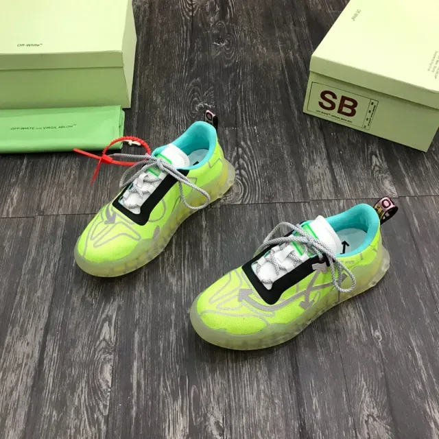 Off-White Tênis Chunky Verde Azul Neón Lime Malha Transparente Sola Esculpida 8
