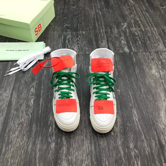 Off-White Verde High-Top Detalhes Industriais Lifestyle Sneakers 3