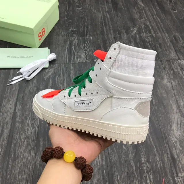 Off-White Verde High-Top Detalhes Industriais Lifestyle Sneakers 4