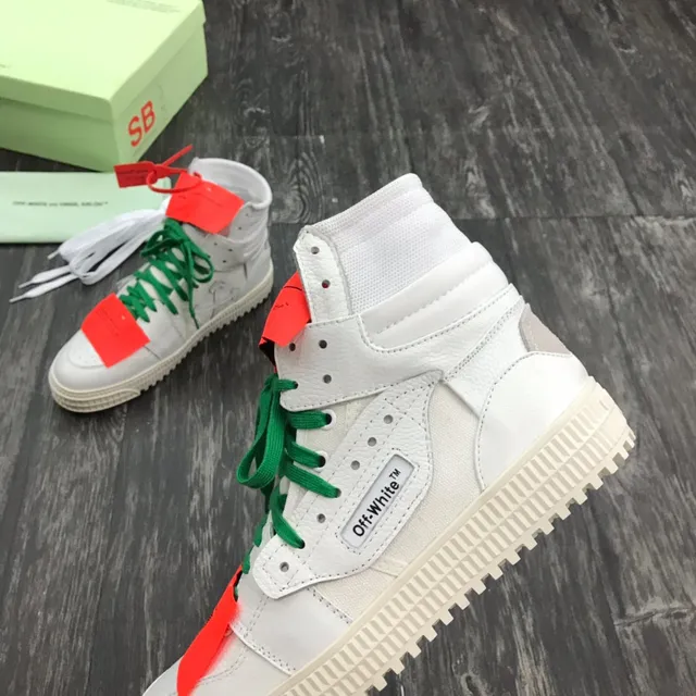 Off-White Verde High-Top Detalhes Industriais Lifestyle Sneakers 5
