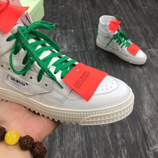 Off-White Verde High-Top Detalhes Industriais Lifestyle Sneakers 6