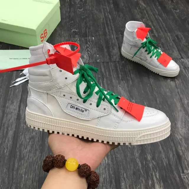 Off-White Verde High-Top Detalhes Industriais Lifestyle Sneakers 9