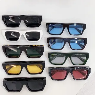 Off-White OER145 Black Multicolor Oversized Rectangular Frame Thick Acetate Construction Sunglasses