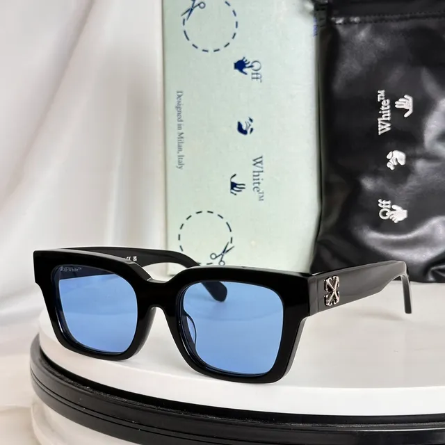 Off-White Oversized Square Translucent Blue Sunglasses 5