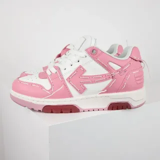 Off-White Pink Industrial-Stitched Arrow-Logo Overlay Lifestyle Sneakers